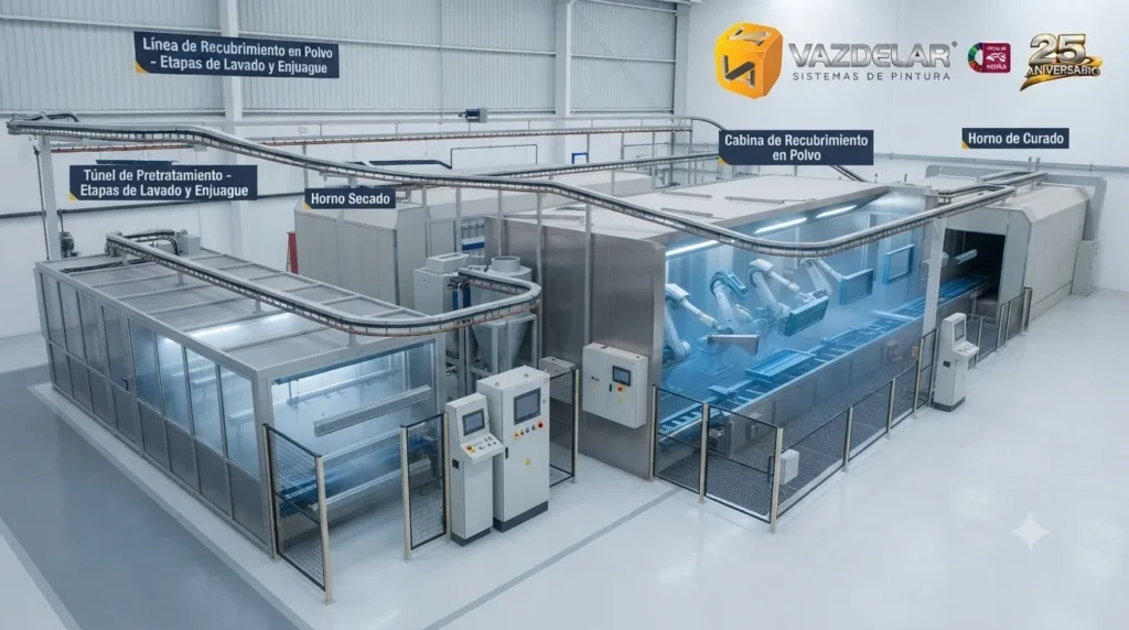 Simulación del uso adecuado del sistema powder coating.