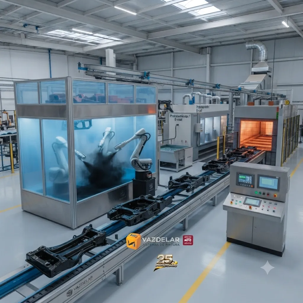 Línea de producción industrial equipada con tecnología de automatización después de un retrofit.